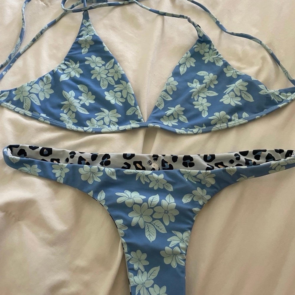 Town & Country Swim Blue Floral Triangle Bikini Set
